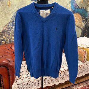 Jack Wills Men's Royal Blue V-Neck Sweater